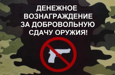 О денежном вознаграждении за добровольную сдачу незаконно хранящегося оружия